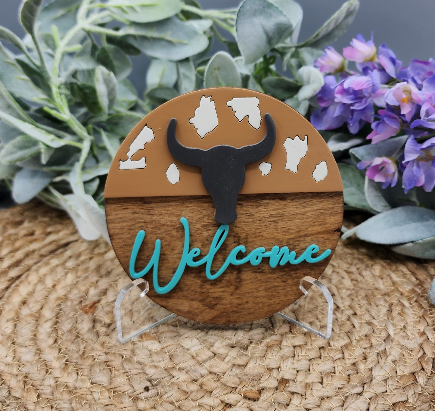 Welcome Cow Skull Shelf Sitter