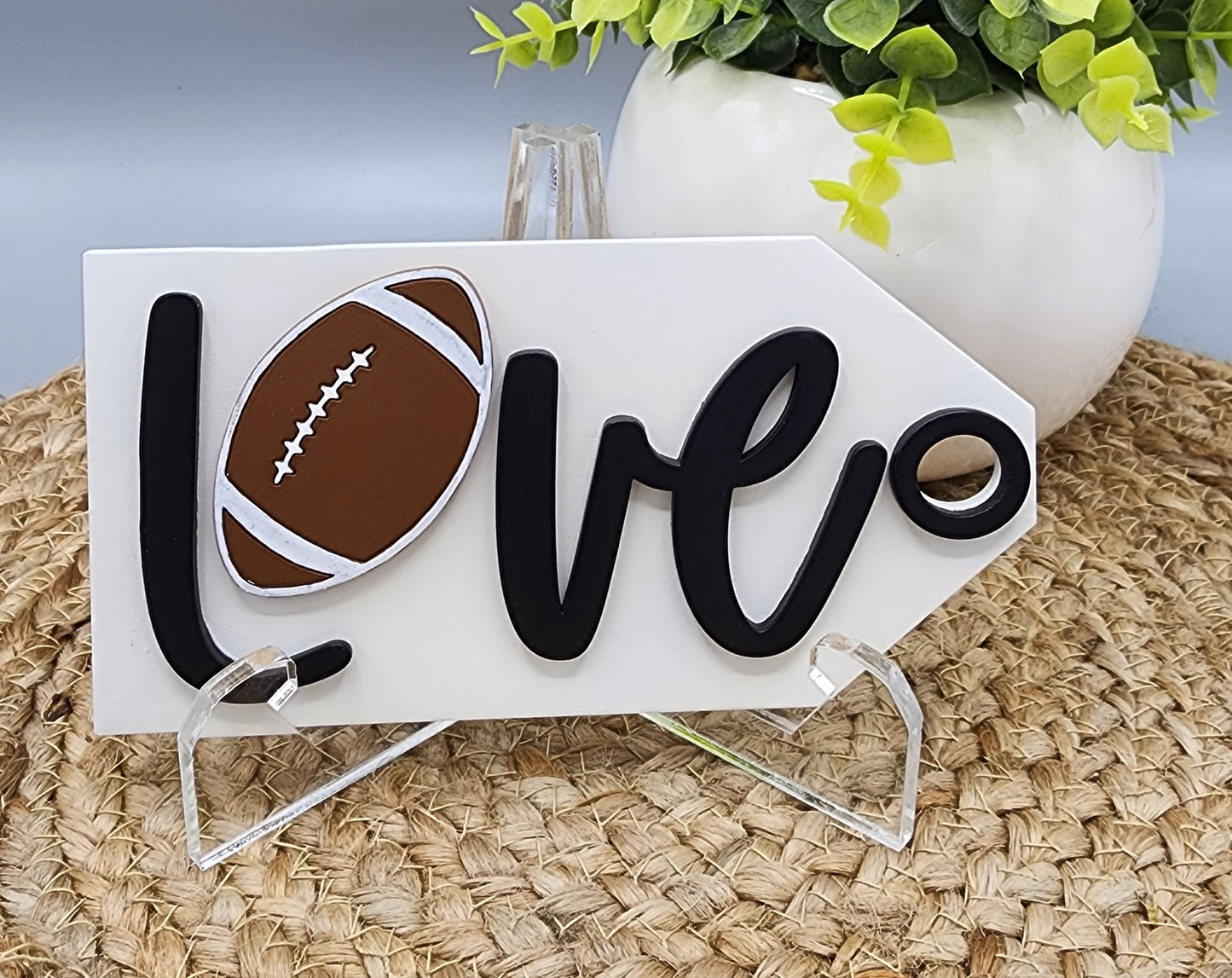Love Football Tag Shelf Sitter