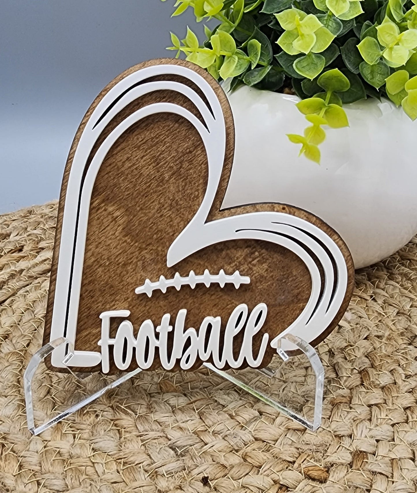 Football Heart Shelf Sitter