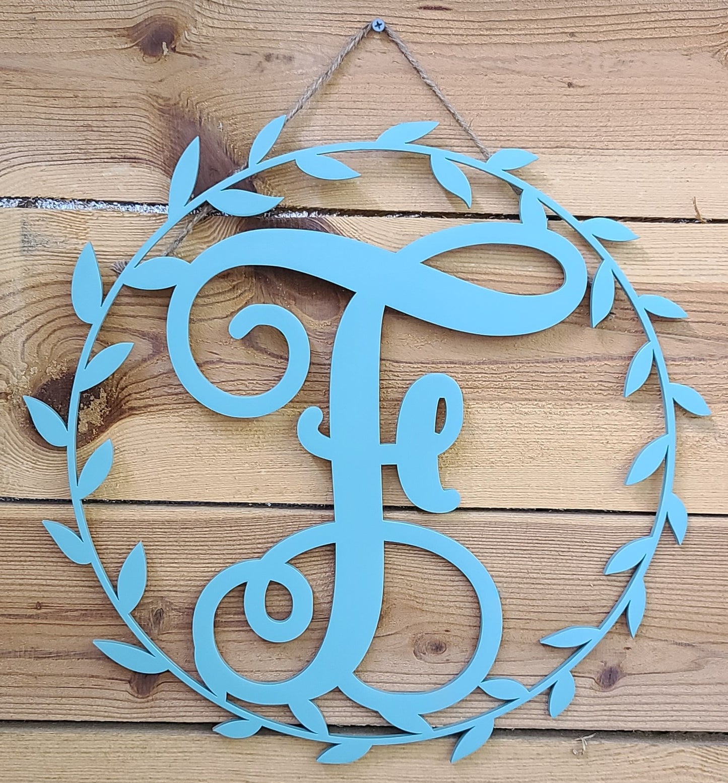 Monogram Wreath Door Sign