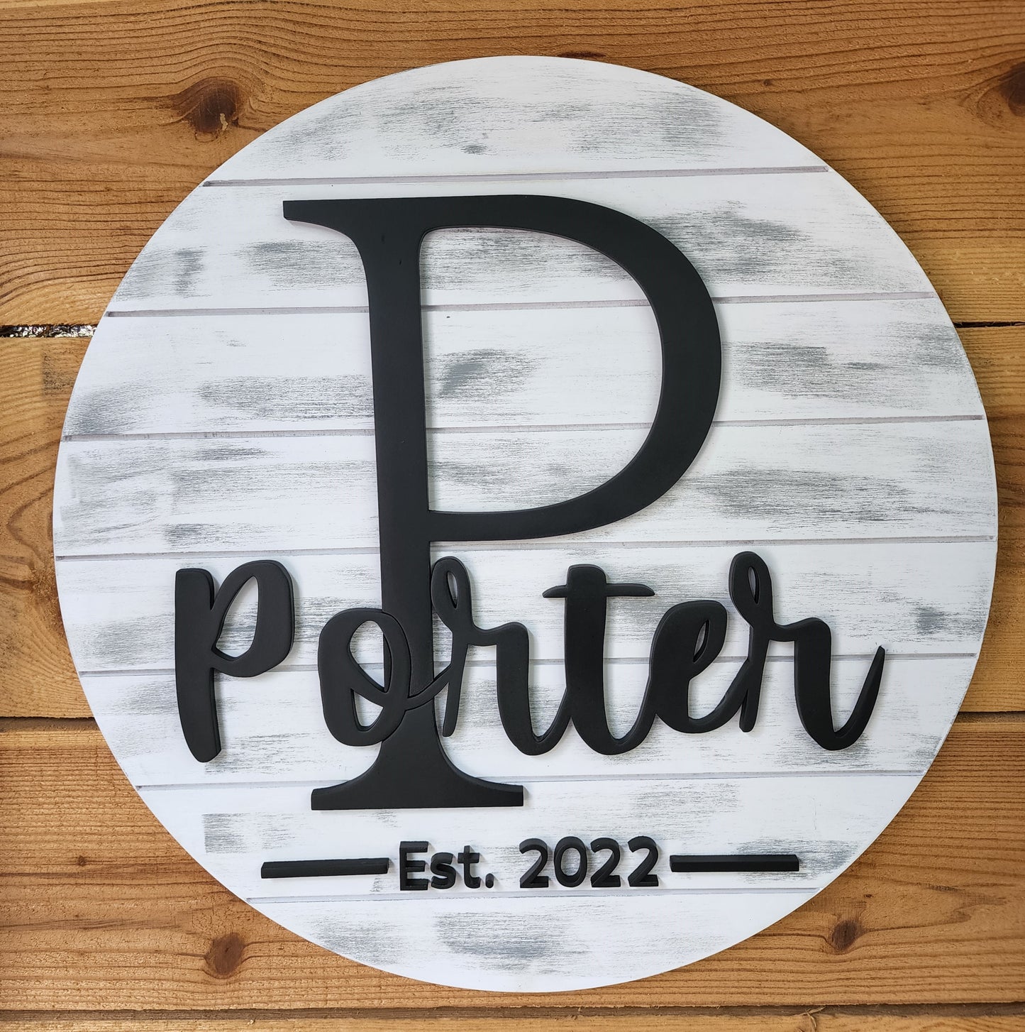 Faux Shiplap Family Name Door Sign