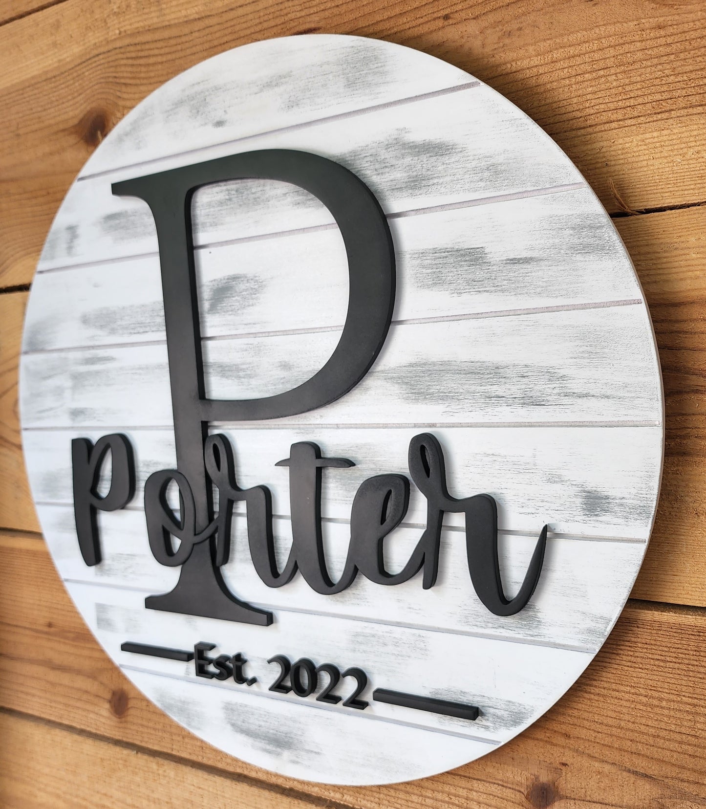 Faux Shiplap Family Name Door Sign