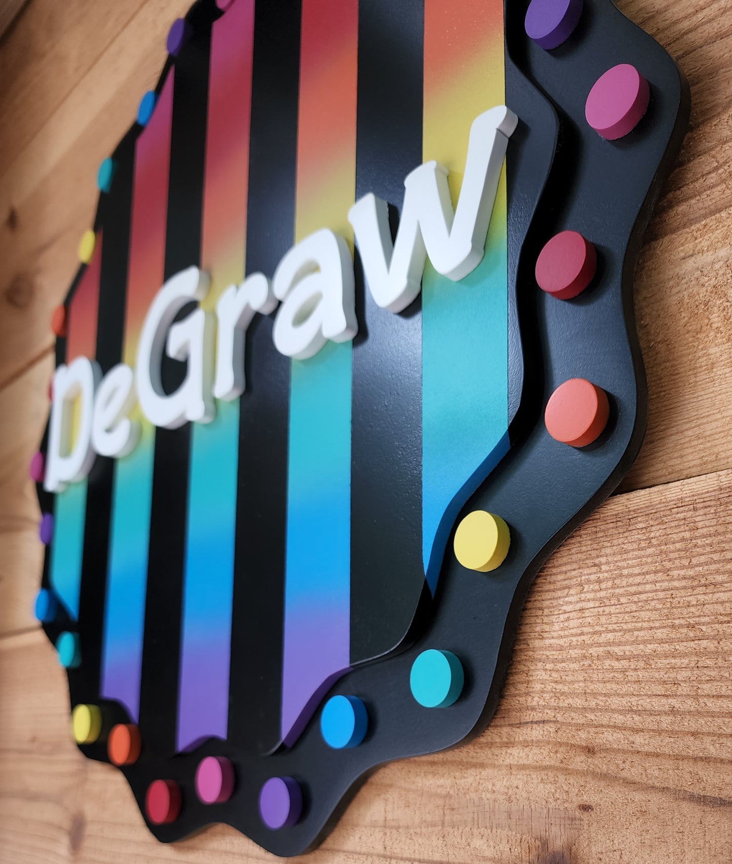 Wavy Rainbow Door Sign