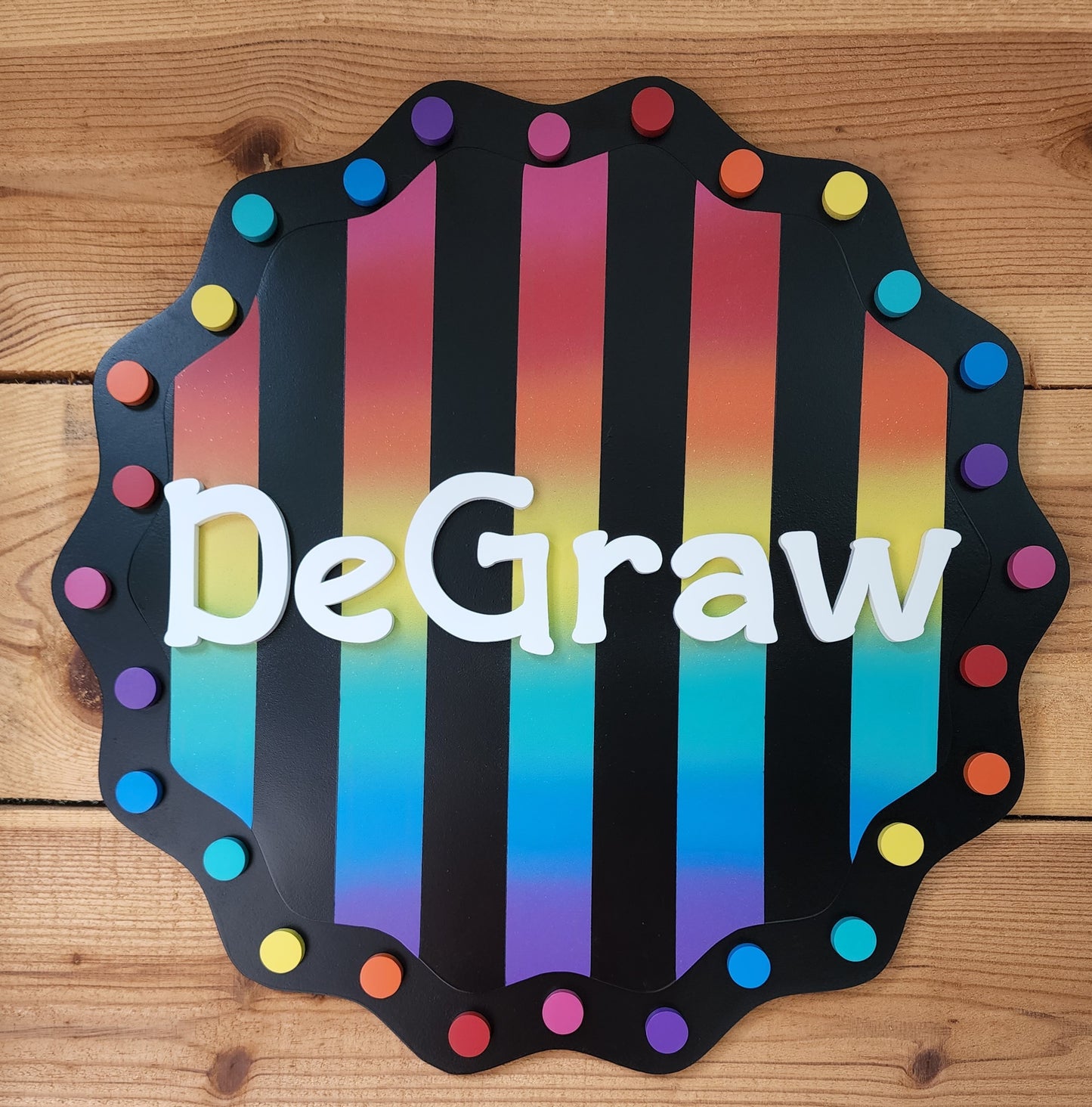 Wavy Rainbow Door Sign