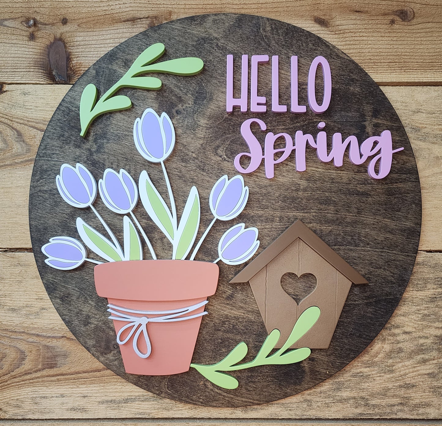 Spring Bird House Door Sign