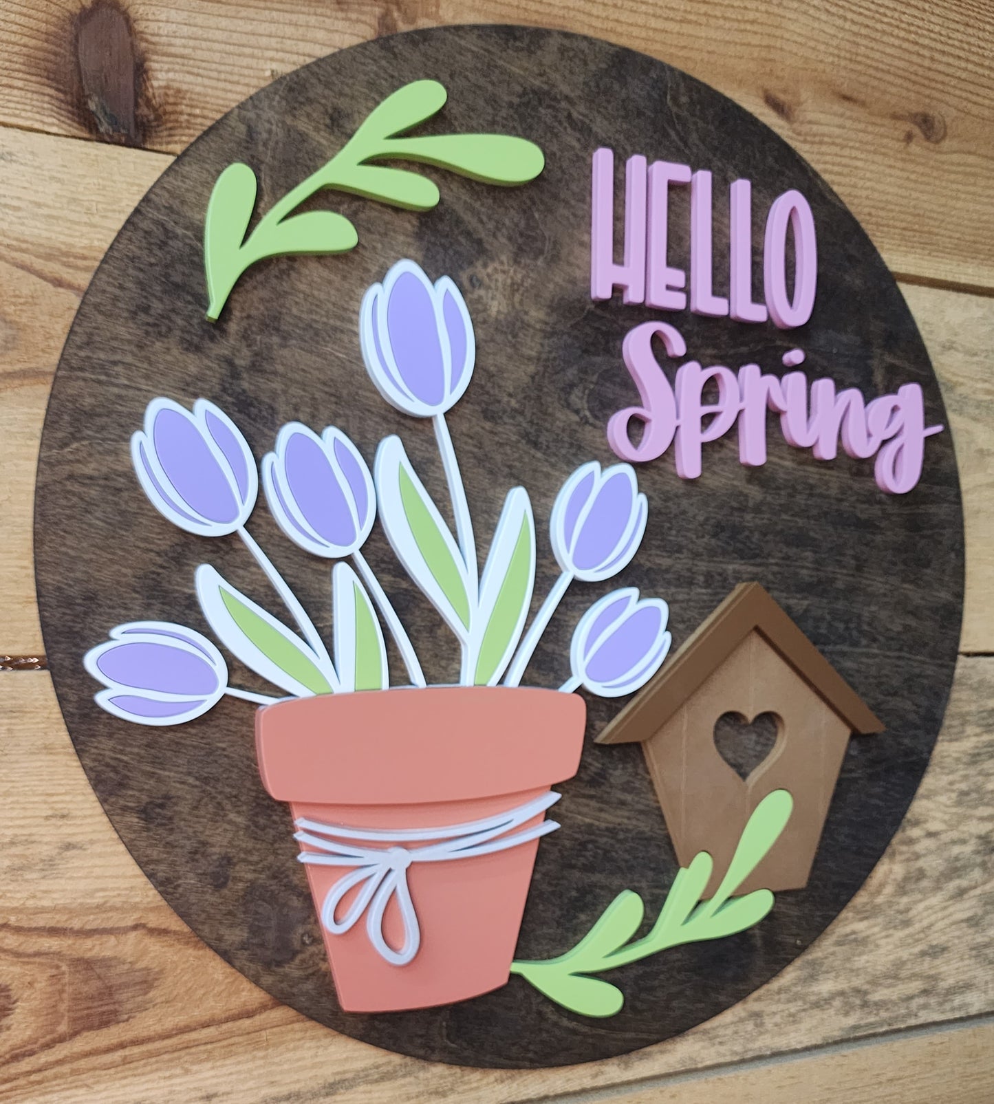 Spring Bird House Door Sign