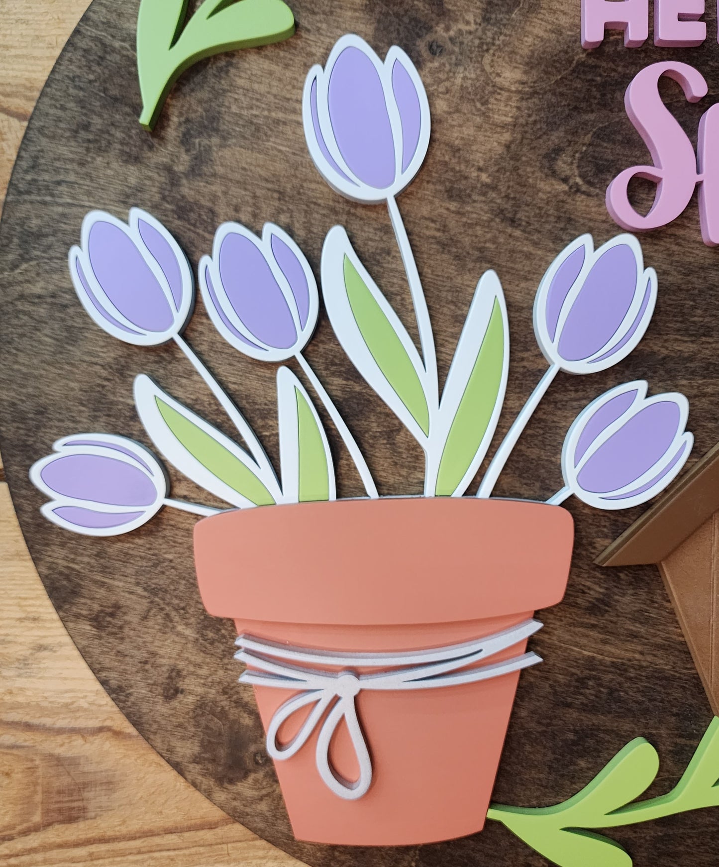 Spring Bird House Door Sign