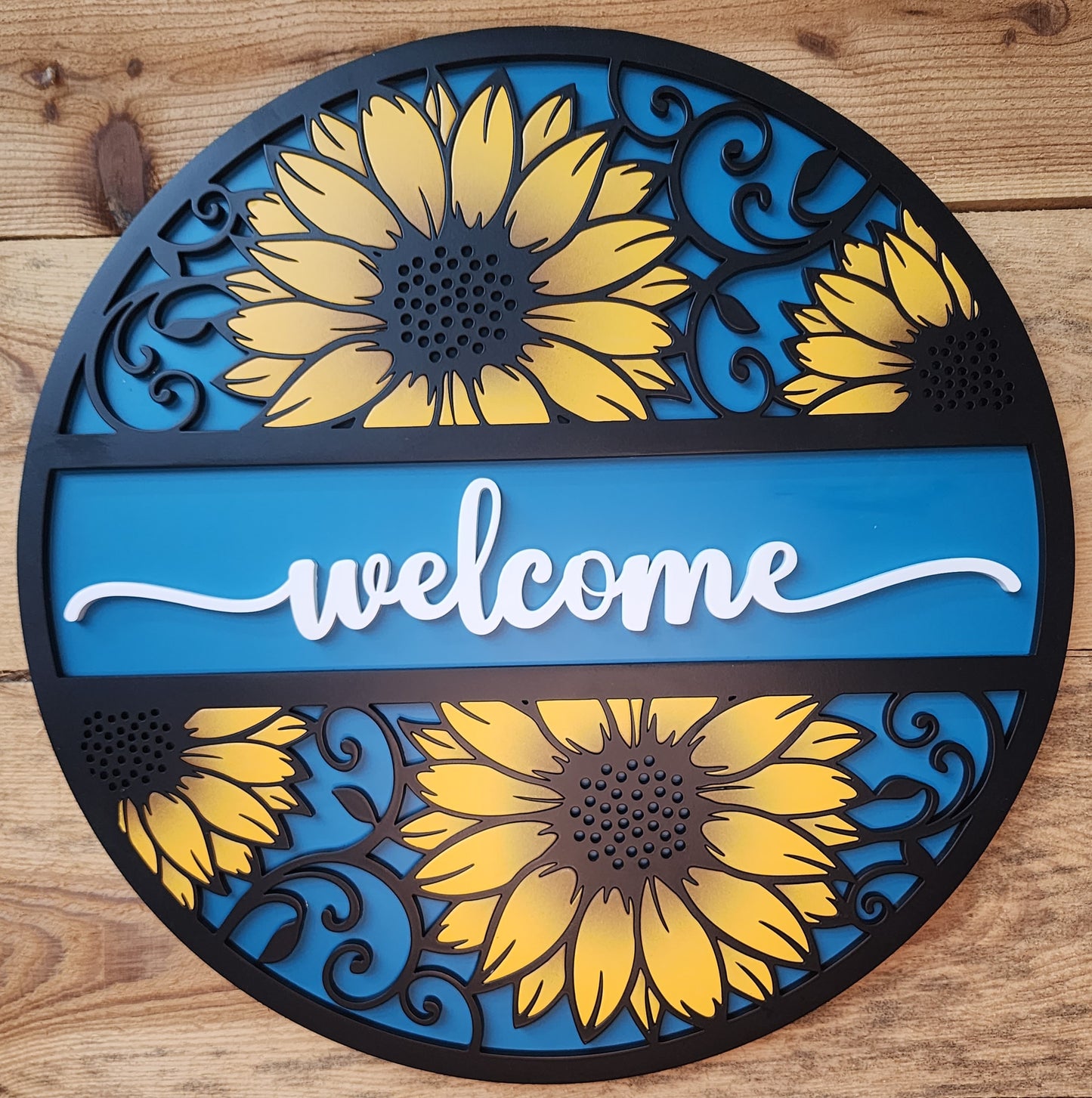 Sunflower Welcome Door Sign
