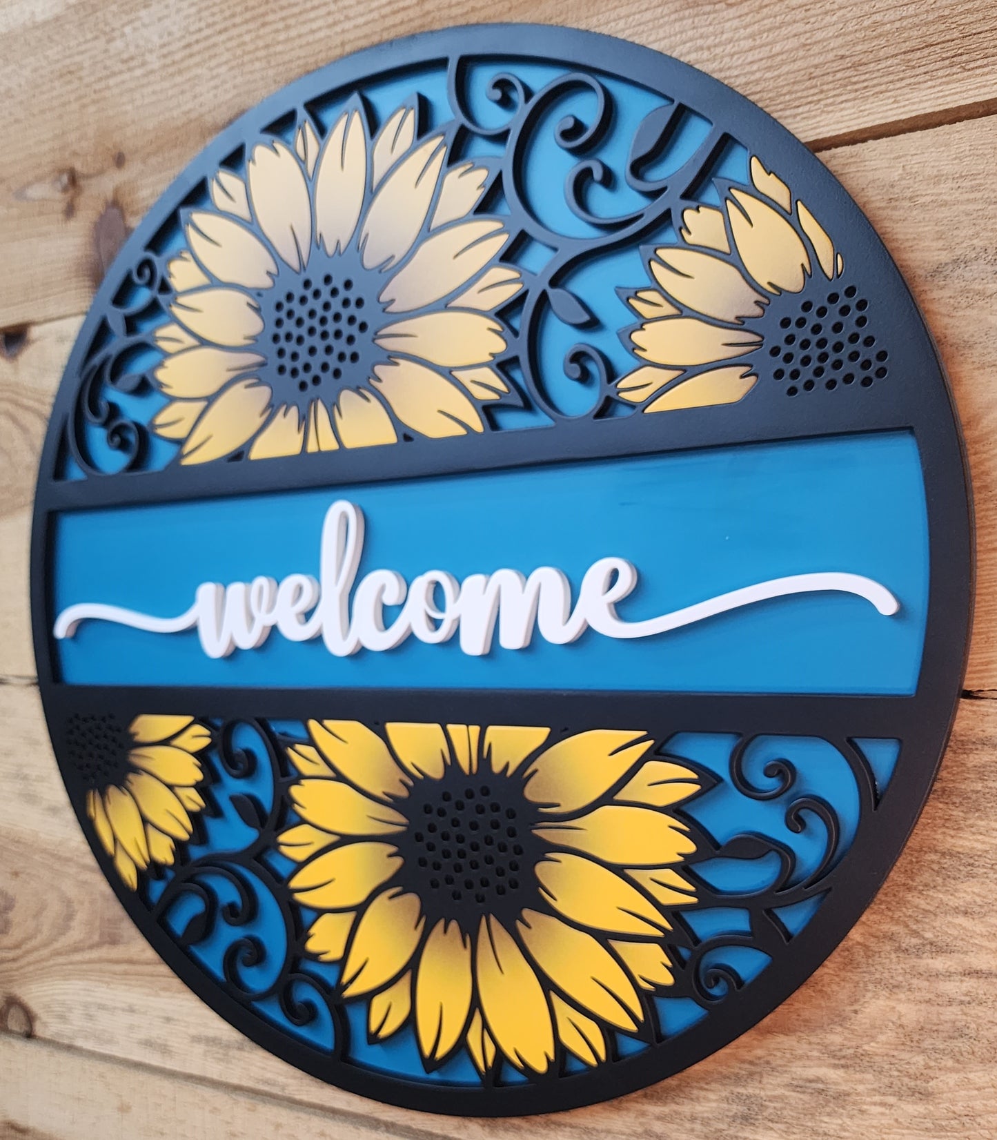 Sunflower Welcome Door Sign
