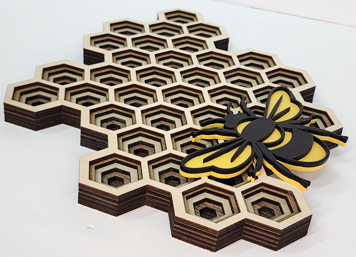 Honeycomb and Bee 3D Layered Wall Decor