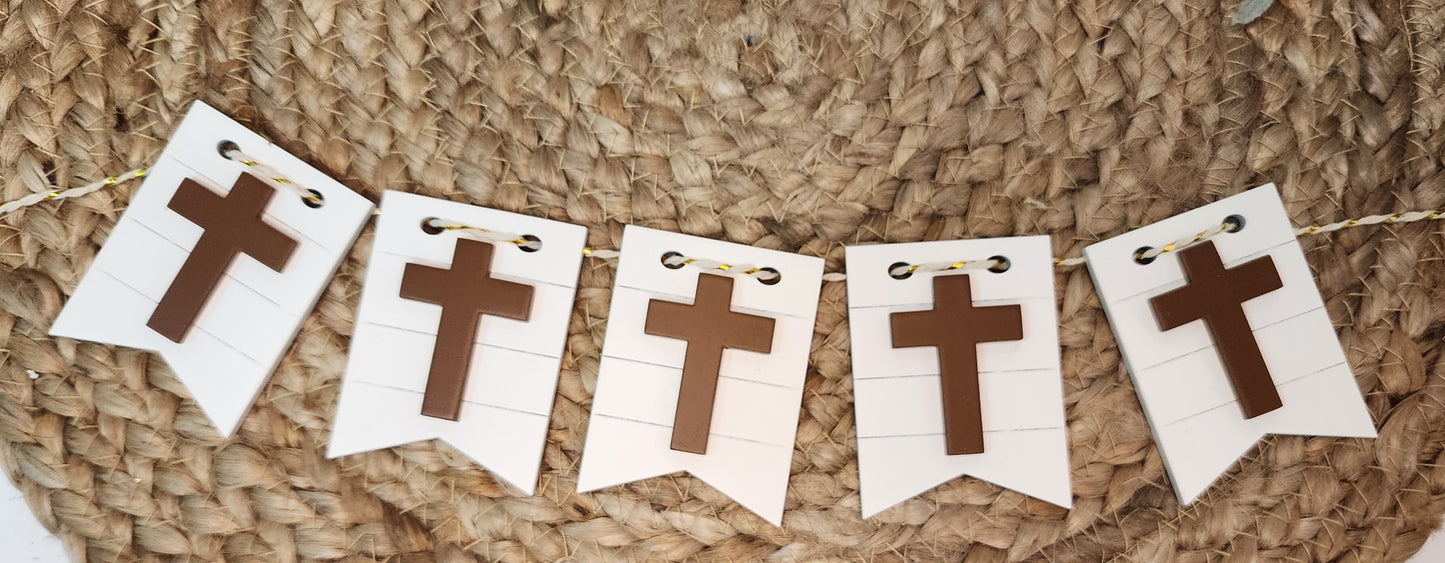 Wooden Cross Mini Garland