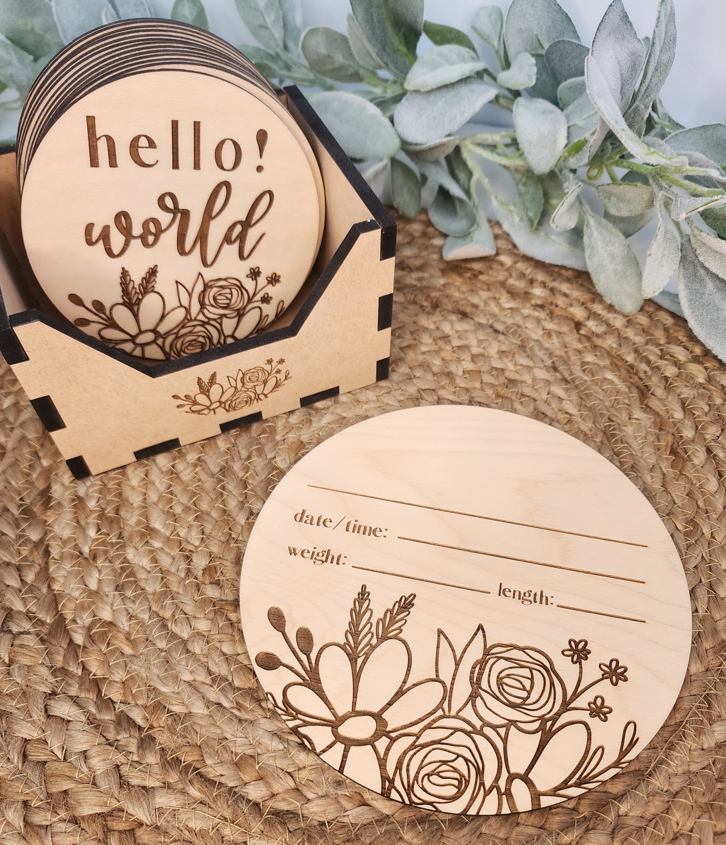 Daisy and Rose Baby Stats Plaque
