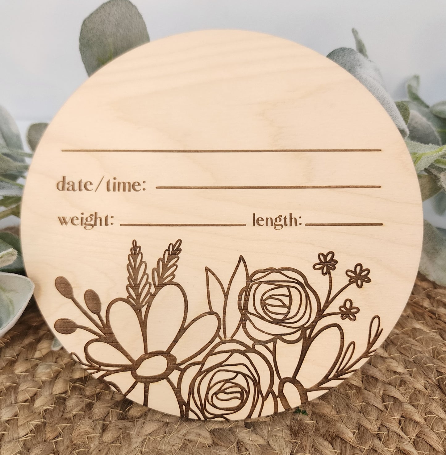 Daisy and Rose Baby Stats Plaque