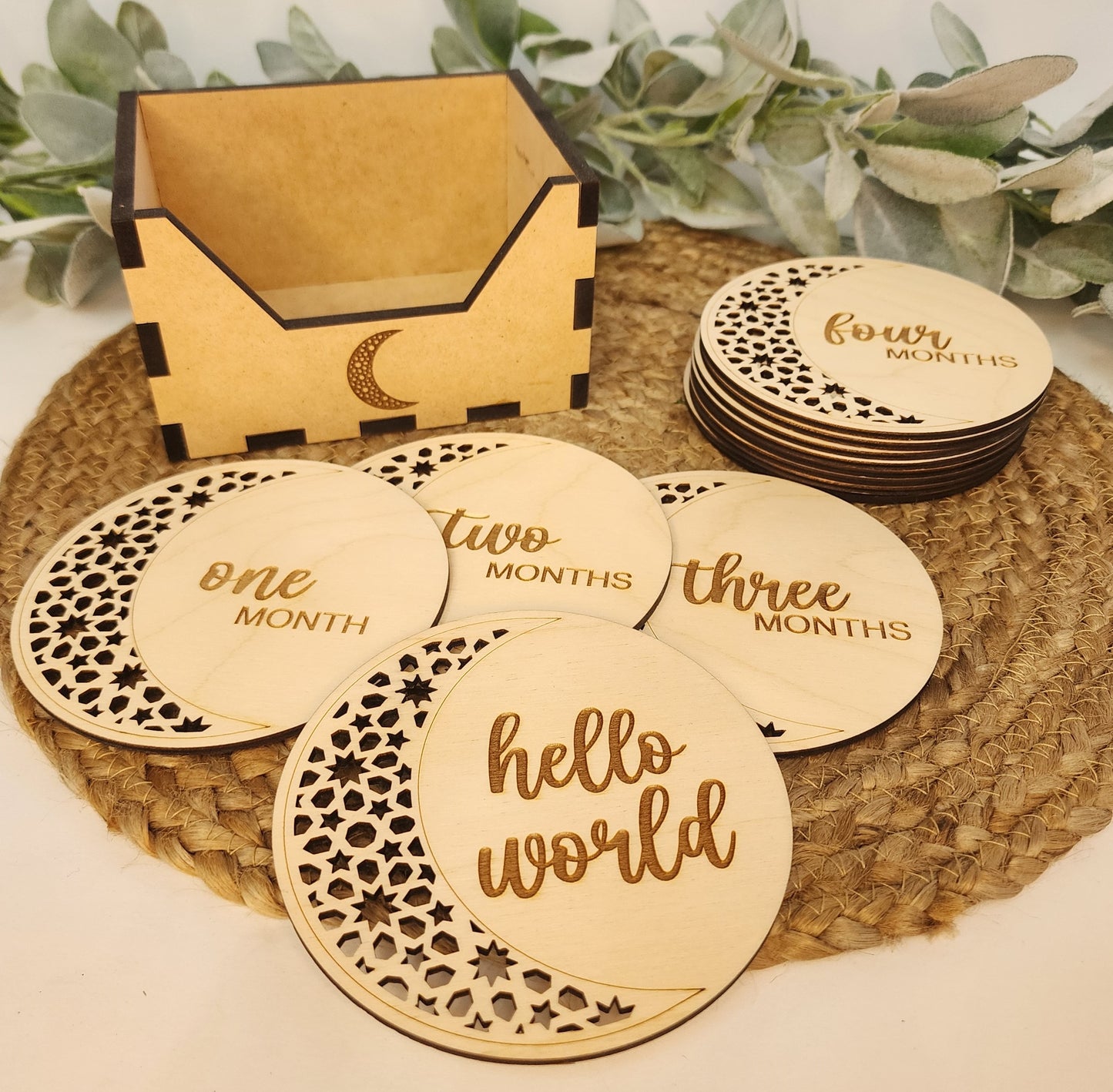 Moon and Stars Cutout Monthly Milestone Discs