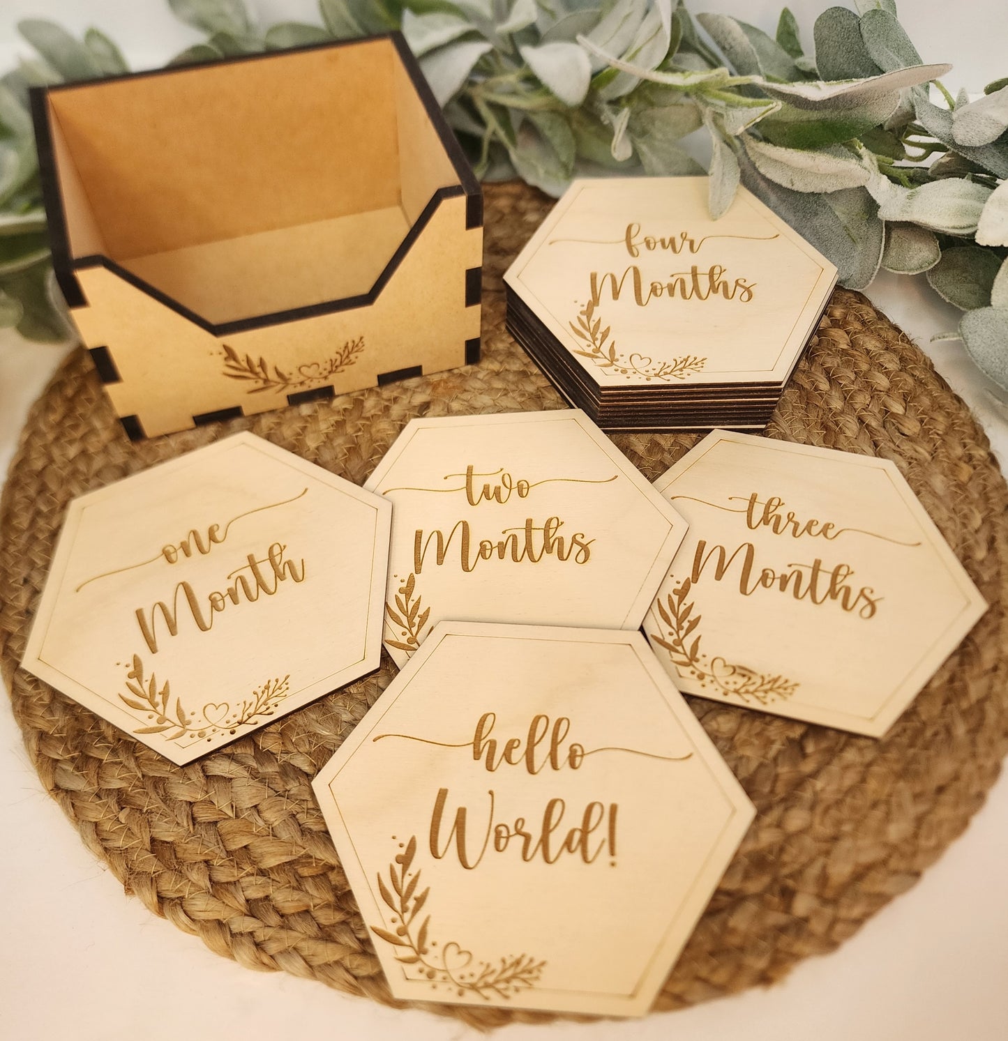 Hexagon Floral Monthly Milestone Discs