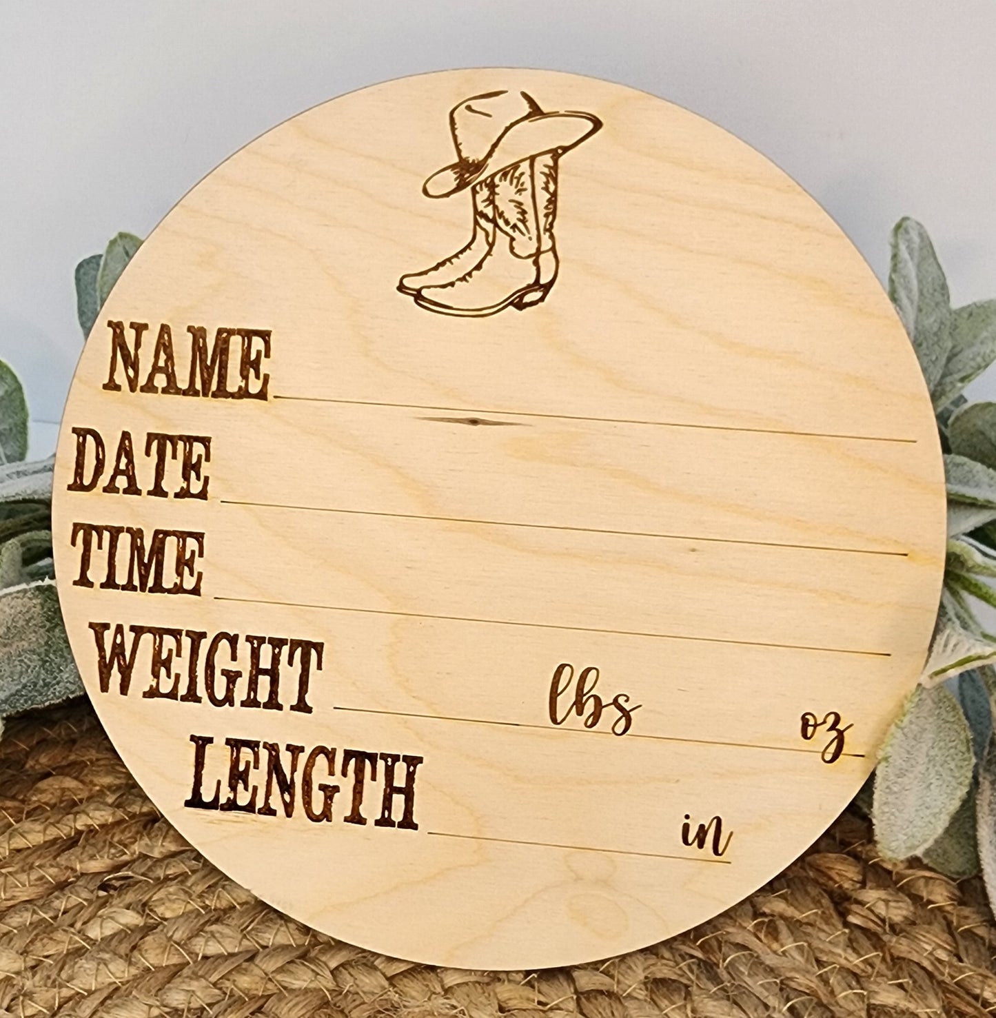 Cowboy Baby Stats Plaque