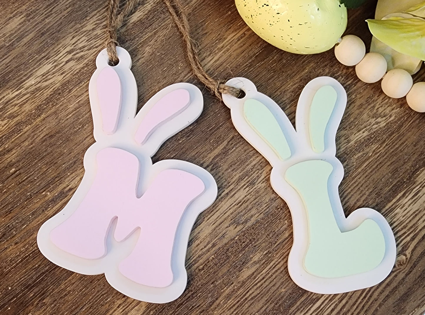 Initial Bunny Ears Easter Basket Tag