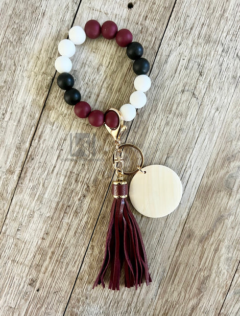 Garnet, White and Black Wristlet