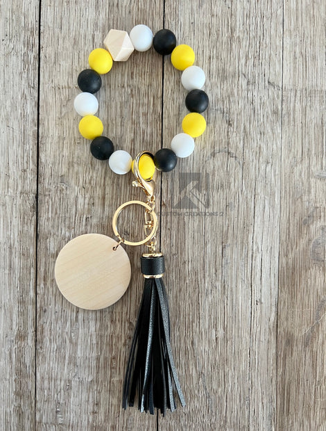 Yellow, White and Black Wristlet